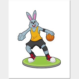 Rabbit as Basketball player with Basketball Posters and Art